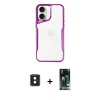 MARSİLYAN™- iPhone 16 Kılıf Akış Çizgi Koleksiyonu - Siyah 360 Mat Full Body Arka Koruyucu + PVD Metal Kamera Lens - YL