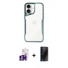 MARSİLYAN™- iPhone 16 Kılıf Akış Çizgi Koleksiyonu - Siyah 3D Antistatik Hayalet Cam Ekran Koruyucu + Bilvis Titan Kamera Lens - GS