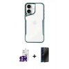 MARSİLYAN™- iPhone 16 Kılıf Akış Çizgi Koleksiyonu - Siyah 3D Antistatik Hayalet Cam Ekran Koruyucu + Bilvis Titan Kamera Lens - PE