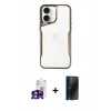 MARSİLYAN™- iPhone 16 Kılıf Akış Çizgi Koleksiyonu - Siyah 3D Antistatik Hayalet Cam Ekran Koruyucu + Bilvis Titan Kamera Lens - PE