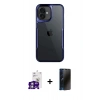 MARSİLYAN™- iPhone 16 Kılıf Akış Çizgi Koleksiyonu - Siyah 3D Antistatik Hayalet Cam Ekran Koruyucu + Bilvis Titan Kamera Lens - GS