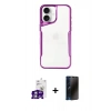 MARSİLYAN™- iPhone 16 Kılıf Akış Çizgi Koleksiyonu - Siyah 3D Antistatik Hayalet Cam Ekran Koruyucu + Bilvis Titan Kamera Lens - GS