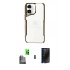 MARSİLYAN™- iPhone 16 Kılıf Akış Çizgi Koleksiyonu - Siyah 3D Antistatik Hayalet Cam Ekran Koruyucu + Raze Metal Kamera Lens - SH