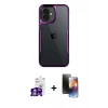 MARSİLYAN™- iPhone 16 Kılıf Akış Çizgi Koleksiyonu - Siyah 3D Antistatik Mat Seramik Nano Ekran Koruyucu + Gümüş Bilvis Titan Kamera Lens