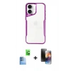 MARSİLYAN™- iPhone 16 Kılıf Akış Çizgi Koleksiyonu - Siyah 3D Antistatik Mat Seramik Nano Ekran Koruyucu + Raze Metal Kamera Lens - LT