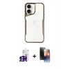 MARSİLYAN™- iPhone 16 Kılıf Akış Çizgi Koleksiyonu - Siyah 3D Antistatik Mat Seramik Nano Ekran Koruyucu + Bilvis Titan Kamera Lens - PE