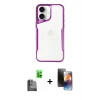 MARSİLYAN™- iPhone 16 Kılıf Akış Çizgi Koleksiyonu - Siyah 3D Antistatik Mat Seramik Nano Ekran Koruyucu + Raze Metal Kamera Lens - SH