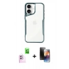 MARSİLYAN™- iPhone 16 Kılıf Akış Çizgi Koleksiyonu - Siyah 3D Antistatik Mat Seramik Nano Ekran Koruyucu + Raze Metal Kamera Lens - PE
