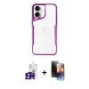MARSİLYAN™- iPhone 16 Kılıf Akış Çizgi Koleksiyonu - Siyah 3D Antistatik Mat Seramik Nano Ekran Koruyucu + Bilvis Titan Kamera Lens - PE