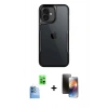MARSİLYAN™- iPhone 16 Kılıf Akış Çizgi Koleksiyonu - Siyah 3D Antistatik Mat Seramik Nano Ekran Koruyucu + Raze Metal Kamera Lens - LT