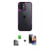 MARSİLYAN™- iPhone 16 Kılıf Akış Çizgi Koleksiyonu - Siyah 3D Antistatik Mat Seramik Nano Ekran Koruyucu + Raze Metal Kamera Lens - SH