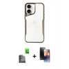 MARSİLYAN™- iPhone 16 Kılıf Akış Çizgi Koleksiyonu - Siyah 3D Antistatik Mat Seramik Nano Ekran Koruyucu + Raze Metal Kamera Lens - SH