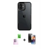 MARSİLYAN™- iPhone 16 Kılıf Akış Çizgi Koleksiyonu - Siyah 3D Antistatik Mat Seramik Nano Ekran Koruyucu + Raze Metal Kamera Lens - PE