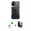 MARSİLYAN™- iPhone 16 Kılıf Akış Çizgi Koleksiyonu - Siyah 3D Antistatik Mat Seramik Nano Ekran Koruyucu + Raze Metal Kamera Lens - PE