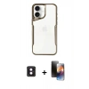 MARSİLYAN™- iPhone 16 Kılıf Akış Çizgi Koleksiyonu - Siyah 3D Antistatik Mat Seramik Nano Ekran Koruyucu + PVD Metal Kamera Lens - PE