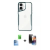 MARSİLYAN™- iPhone 16 Kılıf Akış Çizgi Koleksiyonu - Siyah 3D Antistatik Mat Seramik Nano Ekran Koruyucu + Raze Metal Kamera Lens - LT