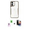 MARSİLYAN™- iPhone 16 Kılıf Akış Çizgi Koleksiyonu - Siyah 3D Antistatik Mat Seramik Nano Ekran Koruyucu + Raze Metal Kamera Lens - PE