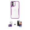 MARSİLYAN™- iPhone 16 Kılıf Akış Çizgi Koleksiyonu - Siyah 3D Antistatik Mat Seramik Nano Ekran Koruyucu + Gümüş Bilvis Titan Kamera Lens
