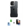 MARSİLYAN™- iPhone 16 Kılıf Akış Çizgi Koleksiyonu - Siyah 3D Antistatik Mat Seramik Nano Ekran Koruyucu + Raze Metal Kamera Lens - LT