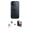 MARSİLYAN™- iPhone 16 Kılıf Akış Çizgi Koleksiyonu - Siyah 3D Antistatik Mat Seramik Nano Ekran Koruyucu + Raze Metal Kamera Lens - PE
