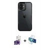 MARSİLYAN™- iPhone 16 Kılıf Akış Çizgi Koleksiyonu - Siyah 3D Antistatik Seramik Nano Ekran Koruyucu + Bilvis Titan Kamera Lens - YL