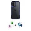 MARSİLYAN™- iPhone 16 Kılıf Akış Çizgi Koleksiyonu - Siyah 3D Antistatik Seramik Nano Ekran Koruyucu + Pembe Raze Metal Kamera Lens
