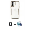 MARSİLYAN™- iPhone 16 Kılıf Akış Çizgi Koleksiyonu - Siyah 3D Antistatik Seramik Nano Ekran Koruyucu + PVD Metal Kamera Lens - MI