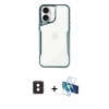 MARSİLYAN™- iPhone 16 Kılıf Akış Çizgi Koleksiyonu - Siyah 3D Antistatik Seramik Nano Ekran Koruyucu + PVD Metal Kamera Lens - PE