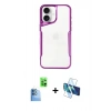 MARSİLYAN™- iPhone 16 Kılıf Akış Çizgi Koleksiyonu - Siyah 3D Antistatik Seramik Nano Ekran Koruyucu + Raze Metal Kamera Lens - LT
