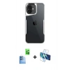 MARSİLYAN™- iPhone 16 Kılıf Akış Çizgi Koleksiyonu - Siyah 3D Antistatik Seramik Nano Ekran Koruyucu + Raze Metal Kamera Lens - LT