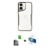 MARSİLYAN™- iPhone 16 Kılıf Akış Çizgi Koleksiyonu - Siyah 3D Antistatik Seramik Nano Ekran Koruyucu + Raze Metal Kamera Lens - SH