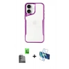 MARSİLYAN™- iPhone 16 Kılıf Akış Çizgi Koleksiyonu - Siyah 3D Antistatik Seramik Nano Ekran Koruyucu + Raze Metal Kamera Lens - SH