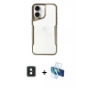 MARSİLYAN™- iPhone 16 Kılıf Akış Çizgi Koleksiyonu - Siyah 3D Antistatik Seramik Nano Ekran Koruyucu + PVD Metal Kamera Lens - YL