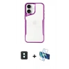 MARSİLYAN™- iPhone 16 Kılıf Akış Çizgi Koleksiyonu - Siyah 3D Antistatik Seramik Nano Ekran Koruyucu + PVD Metal Kamera Lens - YL