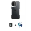 MARSİLYAN™- iPhone 16 Kılıf Akış Çizgi Koleksiyonu - Siyah 3D Antistatik Seramik Nano Ekran Koruyucu + PVD Metal Kamera Lens - YL