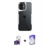 MARSİLYAN™- iPhone 16 Kılıf Akış Çizgi Koleksiyonu - Siyah Bilvis 5in1 3D Magic Cam Ekran Koruyucu + Bilvis Titan Kamera Lens - YL