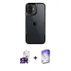 MARSİLYAN™- iPhone 16 Kılıf Akış Çizgi Koleksiyonu - Siyah Bilvis 5in1 3D Magic Cam Ekran Koruyucu + Bilvis Titan Kamera Lens - YL