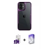 MARSİLYAN™- iPhone 16 Kılıf Akış Çizgi Koleksiyonu - Siyah Bilvis 5in1 3D Magic Cam Ekran Koruyucu + Gümüş Bilvis Titan Kamera Lens