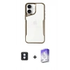 MARSİLYAN™- iPhone 16 Kılıf Akış Çizgi Koleksiyonu - Siyah Bilvis 5in1 3D Magic Cam Ekran Koruyucu + PVD Metal Kamera Lens - MI