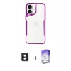 MARSİLYAN™- iPhone 16 Kılıf Akış Çizgi Koleksiyonu - Siyah Bilvis 5in1 3D Magic Cam Ekran Koruyucu + PVD Metal Kamera Lens - MI