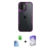 MARSİLYAN™- iPhone 16 Kılıf Akış Çizgi Koleksiyonu - Siyah Bilvis 5in1 3D Magic Cam Ekran Koruyucu + Raze Metal Kamera Lens - LT