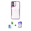 MARSİLYAN™- iPhone 16 Kılıf Akış Çizgi Koleksiyonu - Siyah Bilvis 5in1 3D Magic Cam Ekran Koruyucu + Raze Metal Kamera Lens - LT