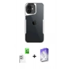 MARSİLYAN™- iPhone 16 Kılıf Akış Çizgi Koleksiyonu - Siyah Bilvis 5in1 3D Magic Cam Ekran Koruyucu + Raze Metal Kamera Lens - BZ