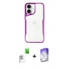 MARSİLYAN™- iPhone 16 Kılıf Akış Çizgi Koleksiyonu - Siyah Bilvis 5in1 3D Magic Cam Ekran Koruyucu + Raze Metal Kamera Lens - BZ