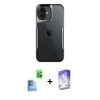MARSİLYAN™- iPhone 16 Kılıf Akış Çizgi Koleksiyonu - Siyah Bilvis 5in1 3D Magic Cam Ekran Koruyucu + Raze Metal Kamera Lens - LT