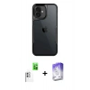 MARSİLYAN™- iPhone 16 Kılıf Akış Çizgi Koleksiyonu - Siyah Bilvis 5in1 3D Magic Cam Ekran Koruyucu + Raze Metal Kamera Lens - BZ