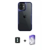 MARSİLYAN™- iPhone 16 Kılıf Akış Çizgi Koleksiyonu - Siyah Bilvis 5in1 3D Magic Cam Ekran Koruyucu + Yeşil PVD Metal Kamera Lens