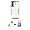 MARSİLYAN™- iPhone 16 Kılıf Akış Çizgi Koleksiyonu - Siyah Bilvis 5in1 5D Magic Hayalet Cam Ekran Koruyucu + Raze Metal Kamera Lens - PE