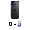 MARSİLYAN™- iPhone 16 Kılıf Akış Çizgi Koleksiyonu - Siyah Bilvis 5in1 5D Magic Hayalet Cam Ekran Koruyucu + PVD Metal Kamera Lens - YL