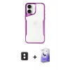 MARSİLYAN™- iPhone 16 Kılıf Akış Çizgi Koleksiyonu - Siyah Bilvis 5in1 5D Magic Hayalet Cam Ekran Koruyucu + PVD Metal Kamera Lens - PE